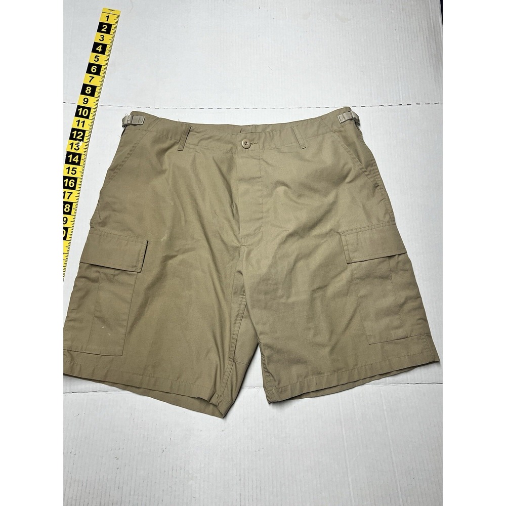 Military Cargo Shorts Men's 35" - 39" Adjustable Rip Stop Canvas Khaki Outdoor